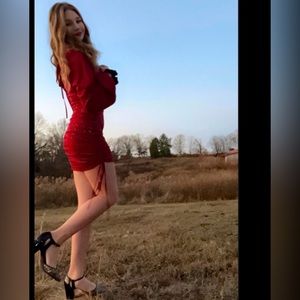 Formal dress (champagne red)